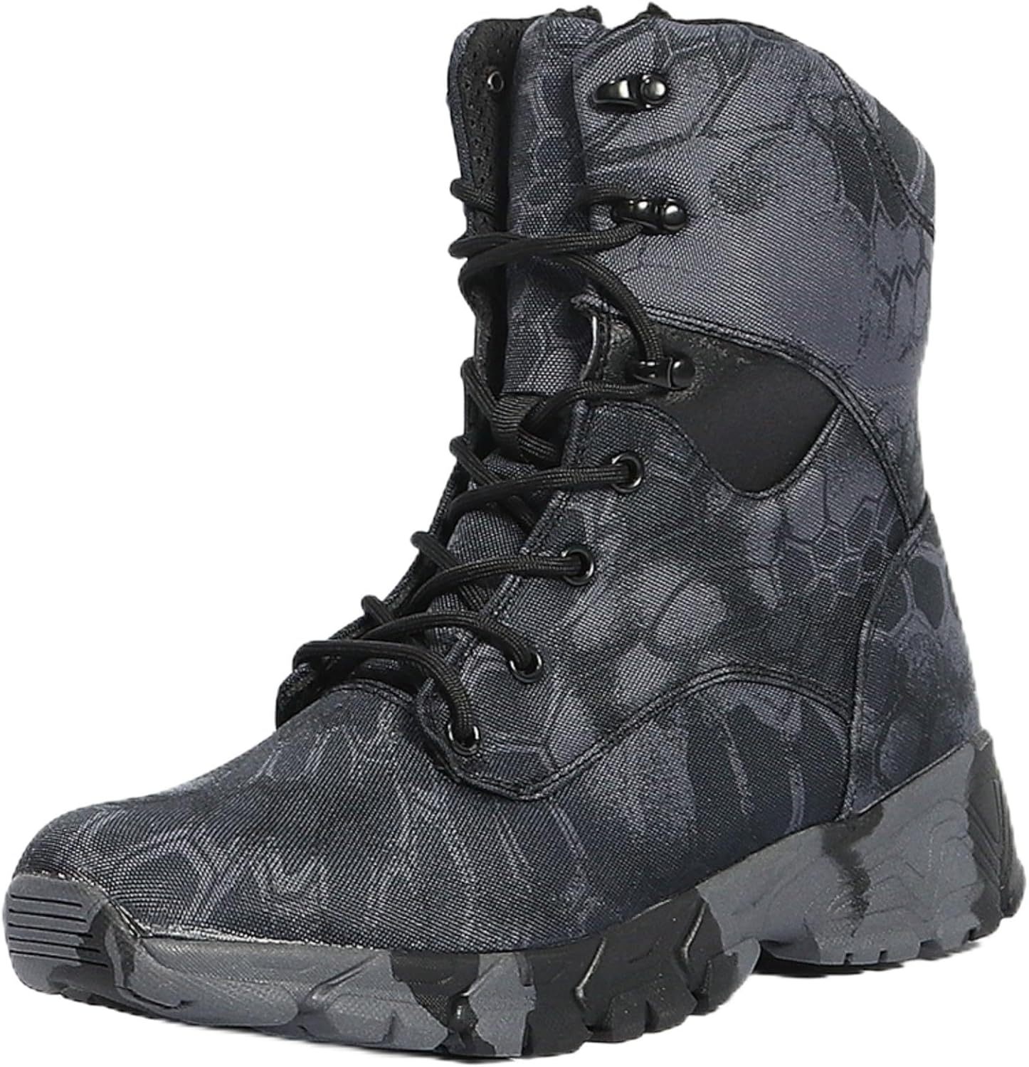 

Мужские водонепроницаемые высокие тактические ботинки QKLMWES с шнуровкой и боковой молнией, легкие, дышащие, противоскользящие, для армейских операций, охоты, походов, пустыни и джунглей, черный