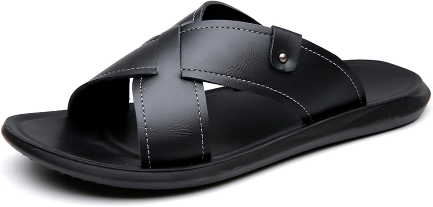 

Мужские сандалии Abborora с перекрестными ремешками, мягкой стелькой и удобной амортизацией, спортивные тапочки для дома, улицы и пляжа, черный