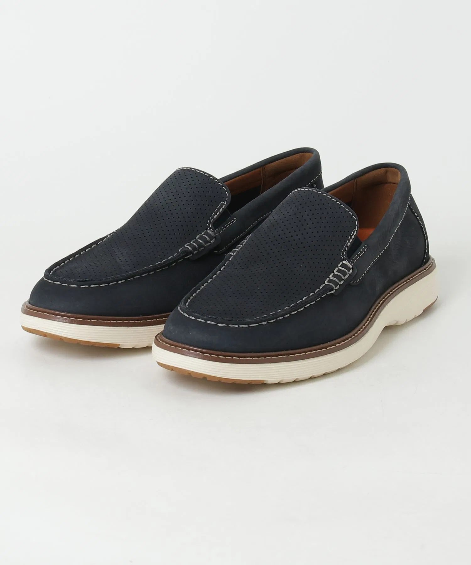 Мужские кожаные лоферы ROCKPORT CRAVEN с перфорацией тёмно-синие
