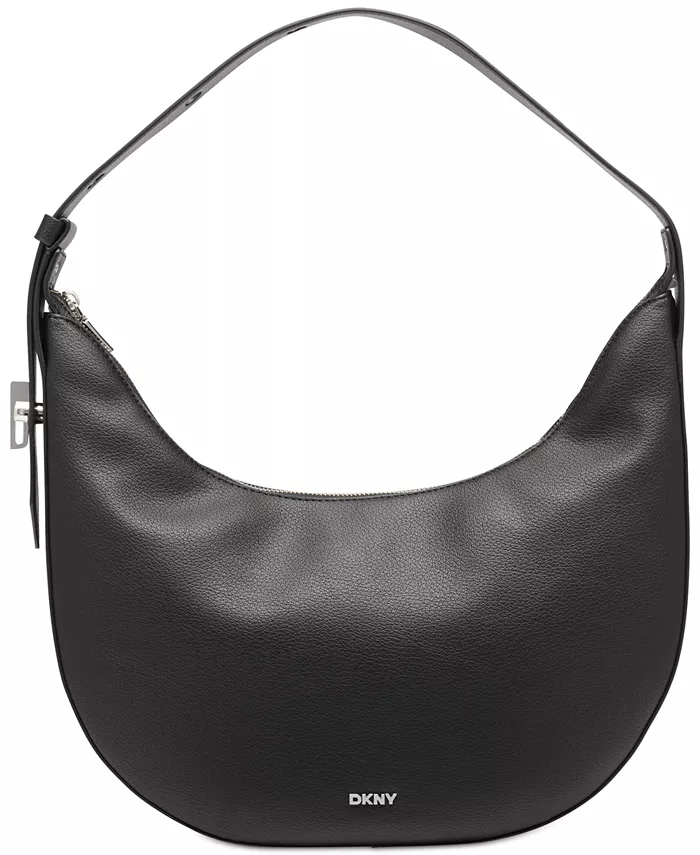 

Большая кожаная сумка-хобо Bleeker DKNY, серебряный