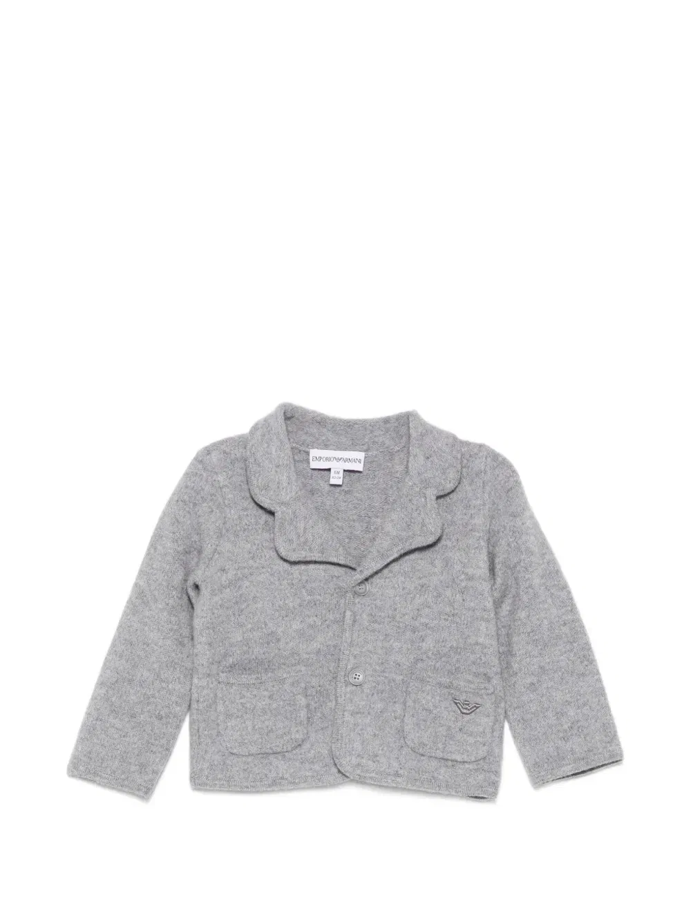 Кардиган с вышитым логотипом Emporio Armani Kids, серый
