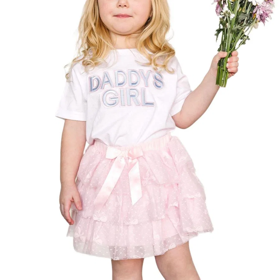 Футболка с принтом для девочек Daddy's Girl Patch Sweet Wink, White — фото 3