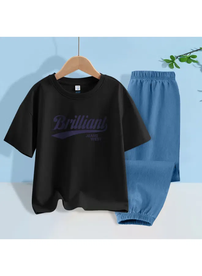 Комплект футболка с коротким рукавом и брюки модель Summer 2025 Jeanswest, черный — фото 2