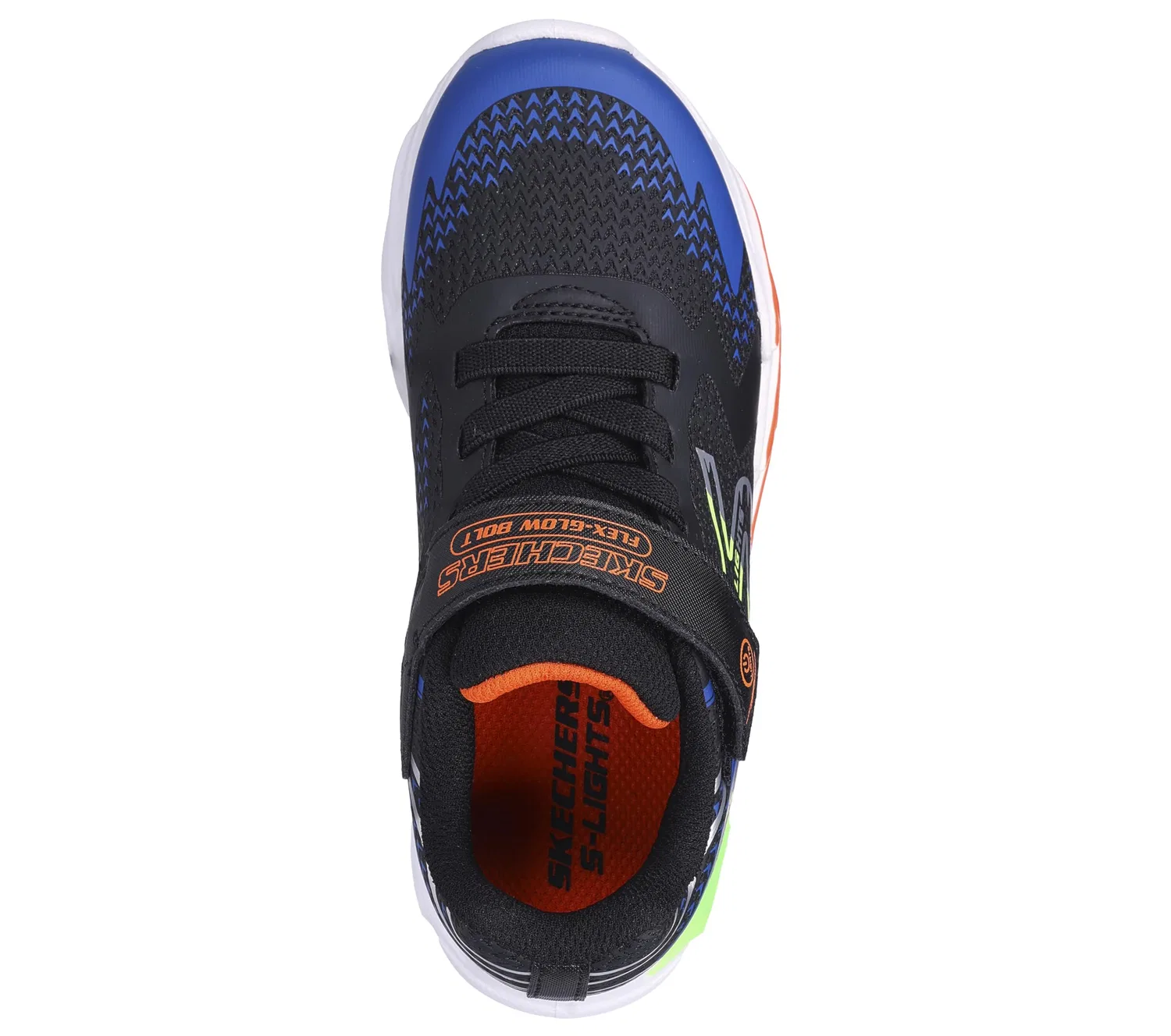 Детские спортивные кроссовки для мальчиков с подсветкой Flex-Glow Bolt Skechers, Black Synthetic Textile Blue Lime Now — фото 4