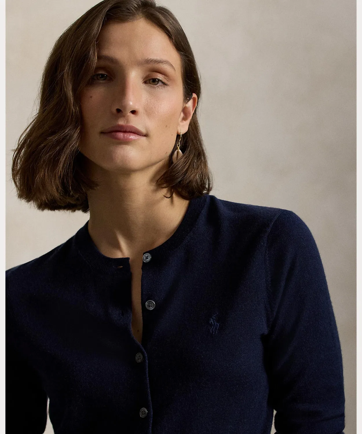 Женский кардиган из шерсти с длинным рукавомPOLO RALPH LAUREN, Синий — фото 3