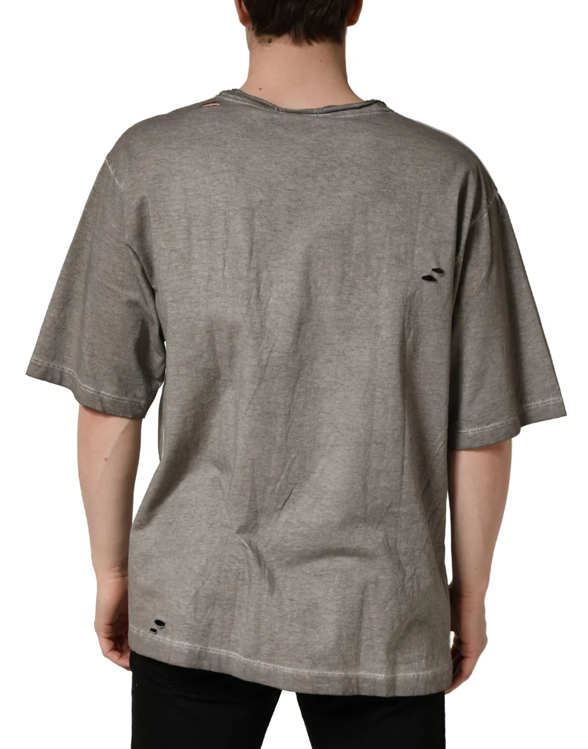 Мужская футболка с принтом логотипа DG Logo Print Cotton Round Neck, Dolce & Gabbana, Gray — фото 4