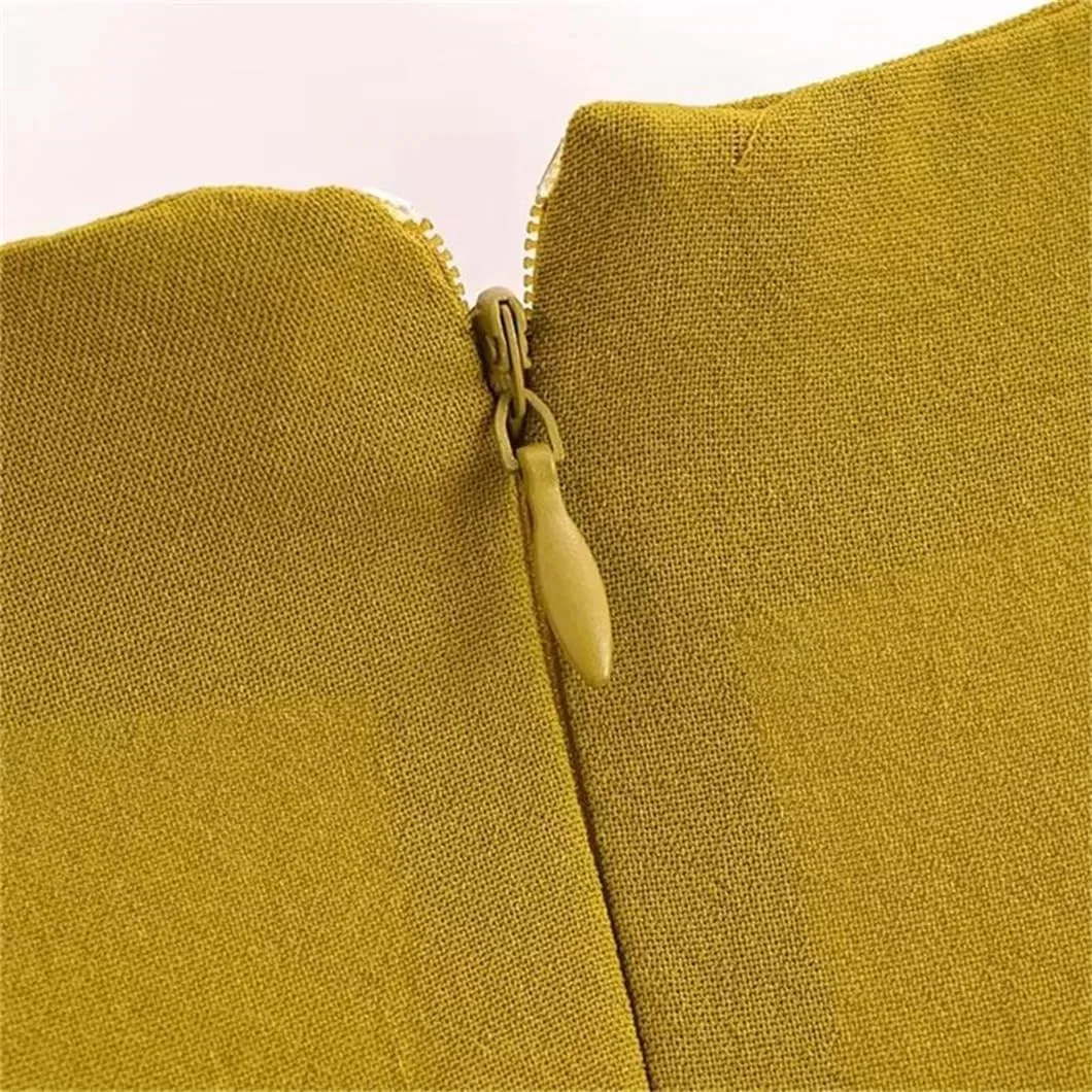 Женское миди-платье с вырезом на талии без рукавов Generic, Khaki — фото 4