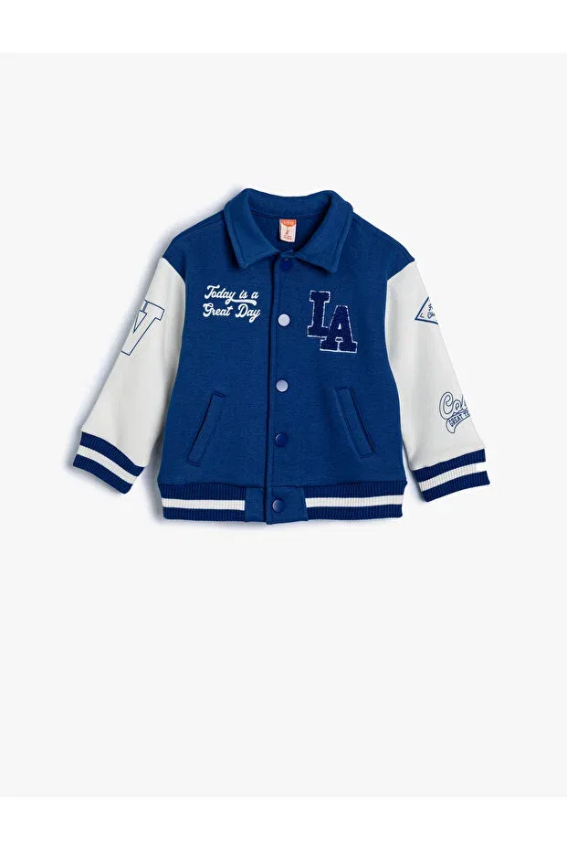 Детская куртка с цветными карманами, с длинным рукавом College jacket with color block pockets Koton, Blue