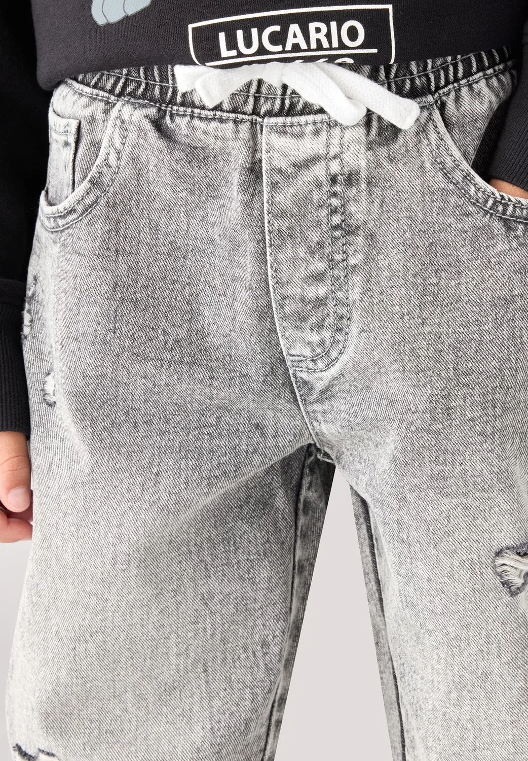 Pantalone Jeans Lungo Con rotture - джинсы свободного кроя Terranova, Grigio Denim — фото 4