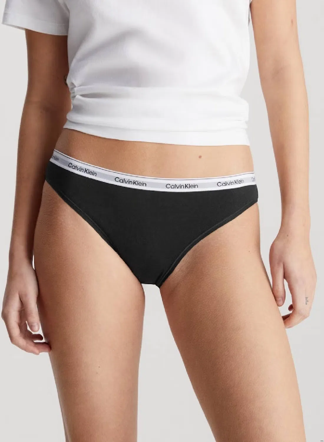 Трусы бикини с низкой посадкой, комплект из 3 штук, Modern Logo, Calvin Klein, черный — фото 4