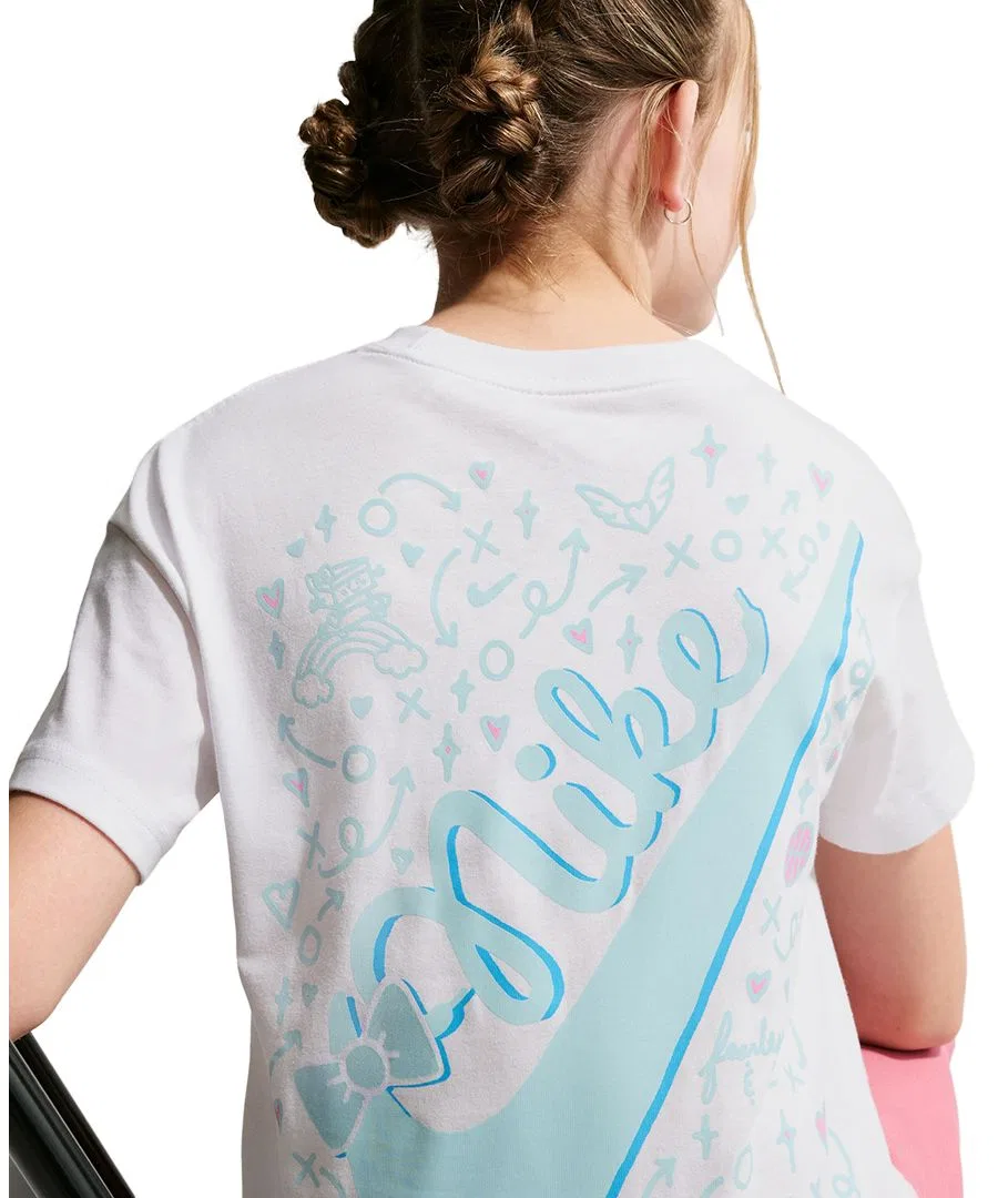 Футболка оверсайз с коротким рукавом Sportswear Girls' 7-16 Short-Sleeve T-Shirt Nike, White — фото 4