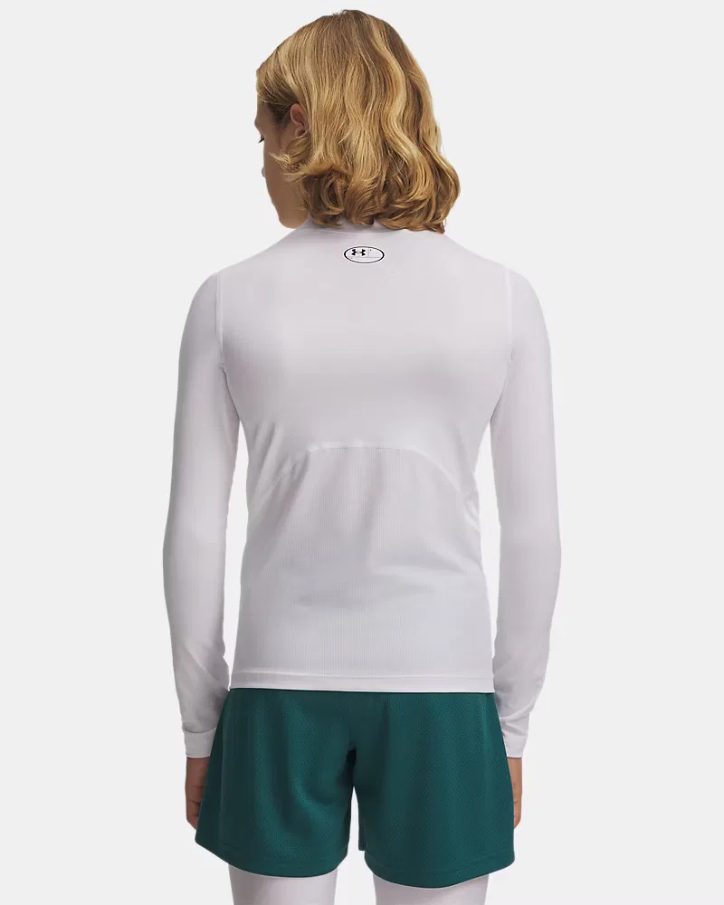 Лонгслив базовый слой с высоким воротом HeatGear UnderArmour, White/Black — фото 2