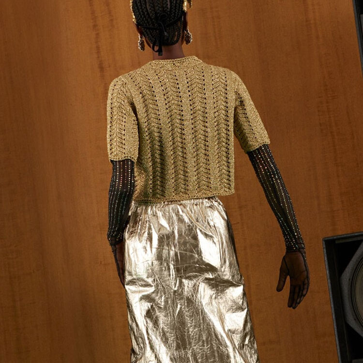 Топ укороченный Gucci, из смесового материала, коричневый — фото 4