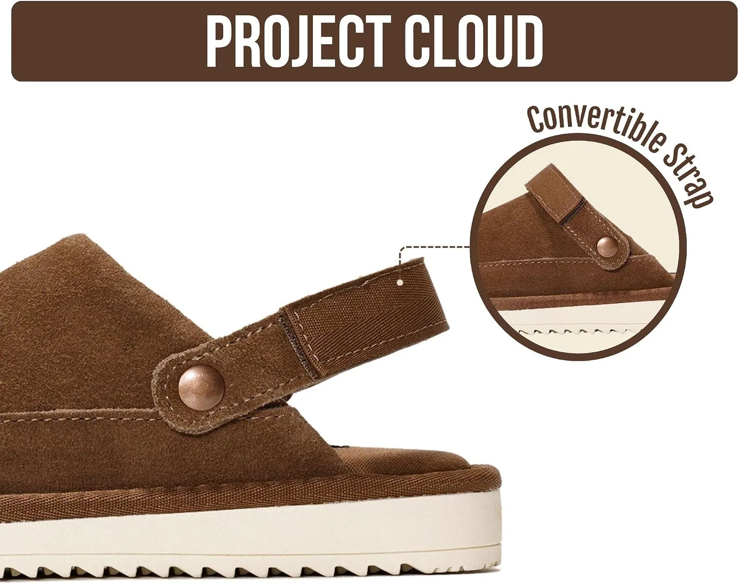 Детские клоги из натуральной кожи с задним ремешком Project Cloud, Mocha Suede — фото 4
