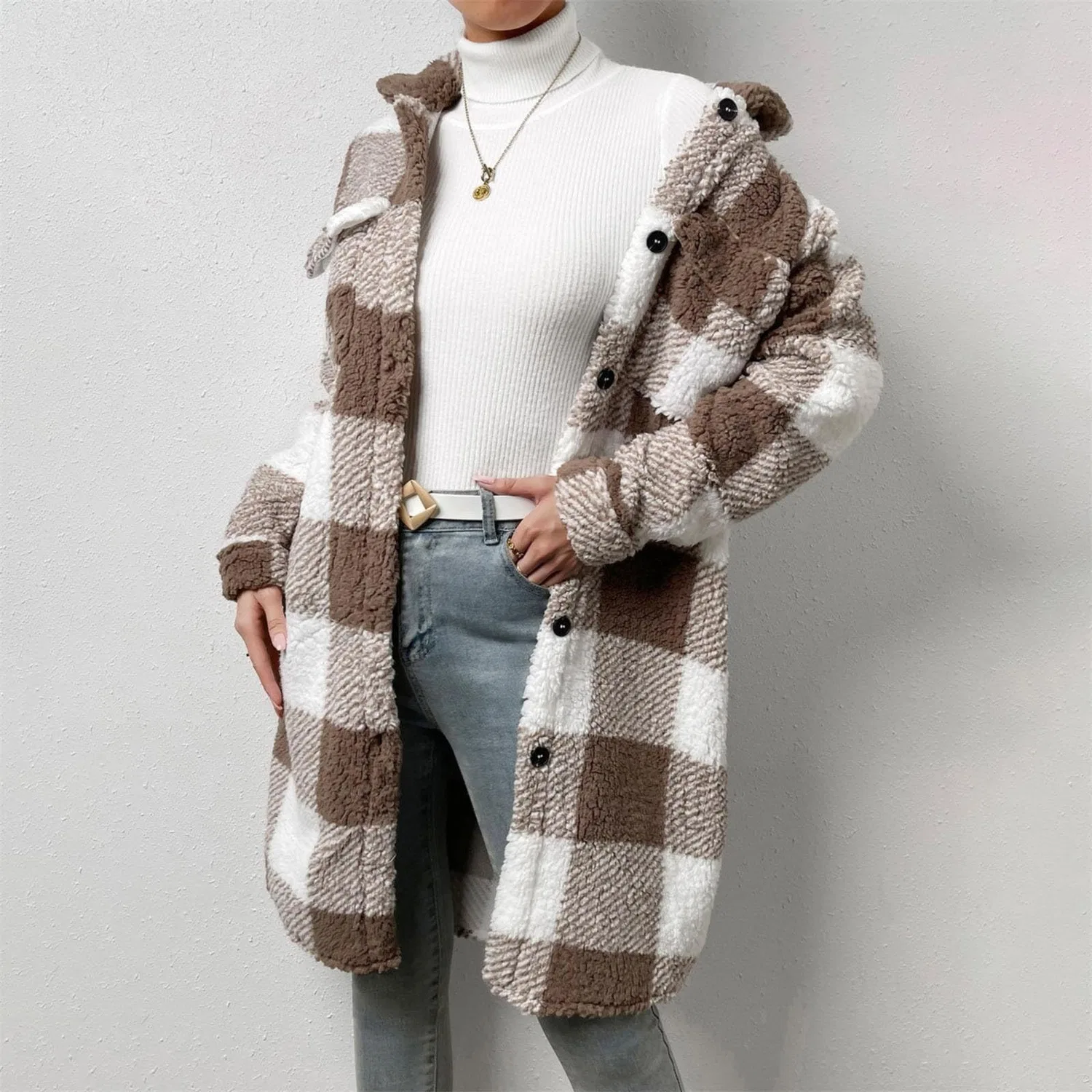 Женское пальто с поясом Peacoat, Beige — фото 2
