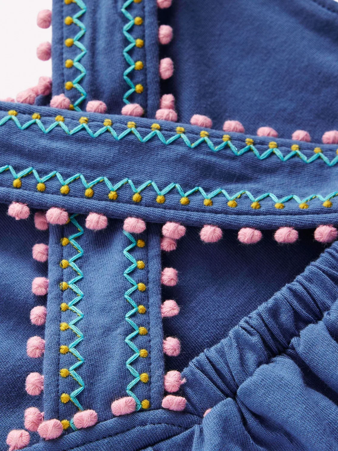 Платье с крест-накрест спинкой и помпонами, модель Cross-Back Pom Trim Boden, синий — фото 3