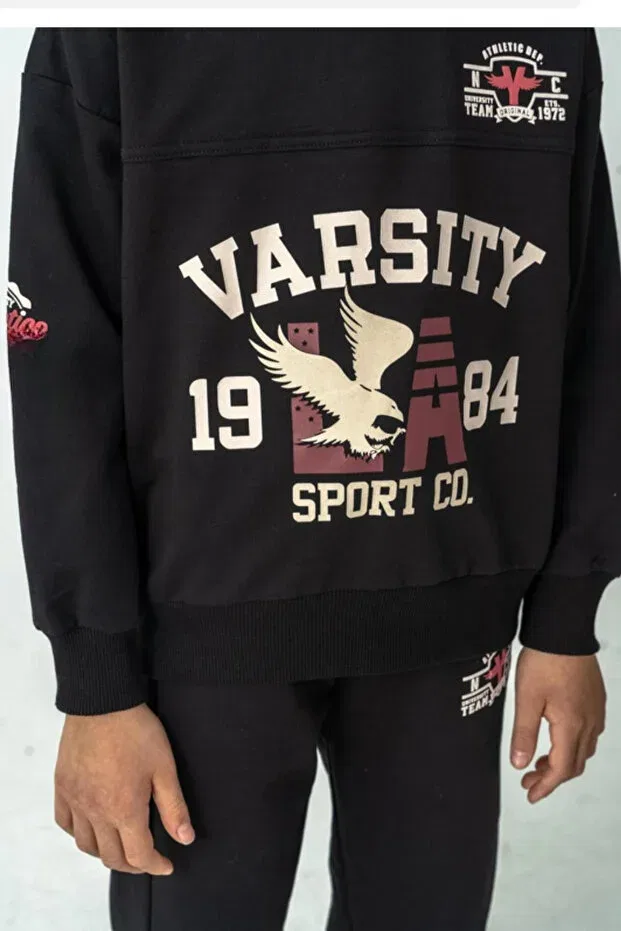 Детский спортивный комплект для мальчиков с принтом Varsity Ahengim, Black — фото 4