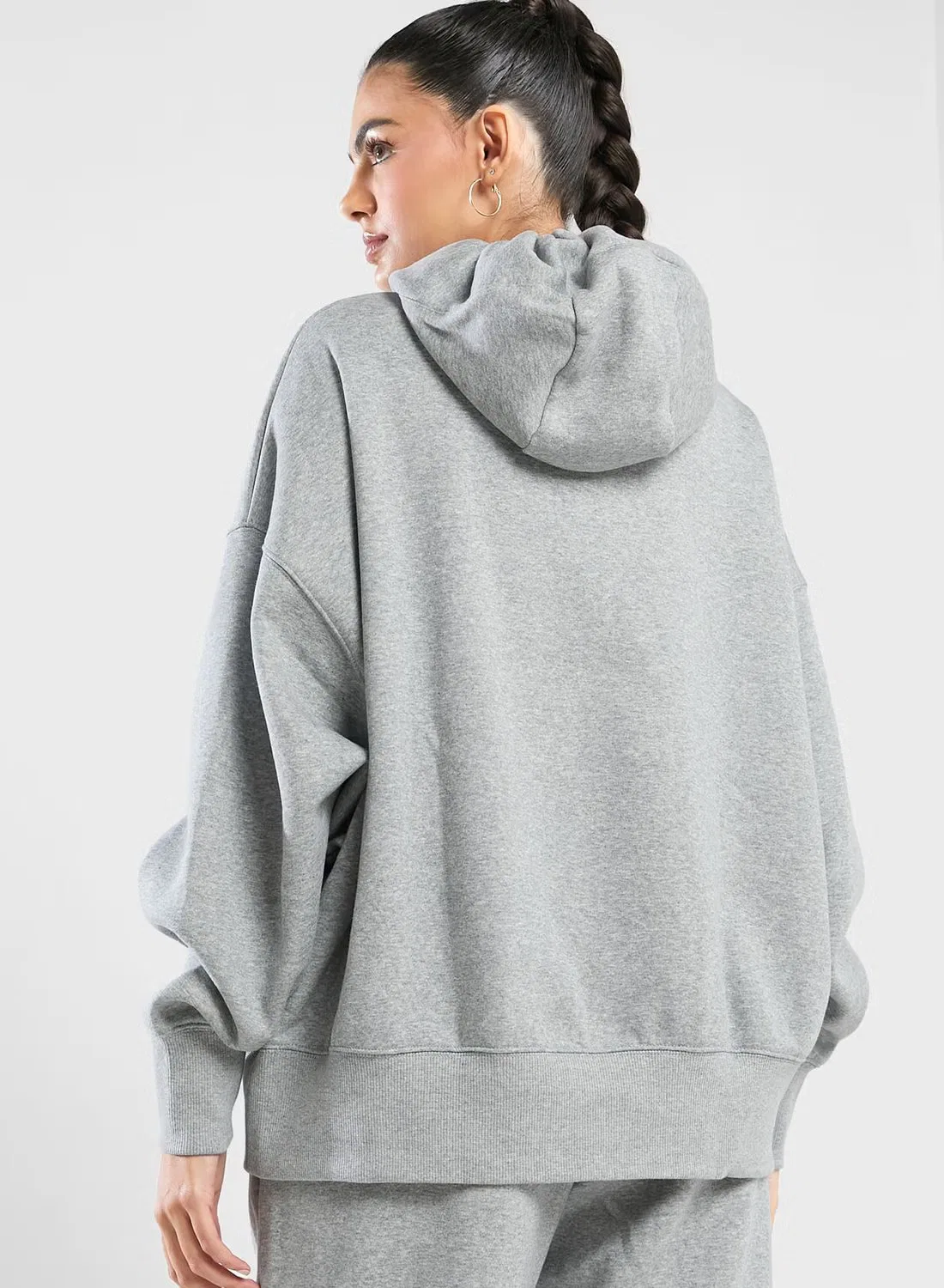 Худи на молнии с оверсайз-деталями Nsw Phoenix Fleece Nike, серый — фото 2