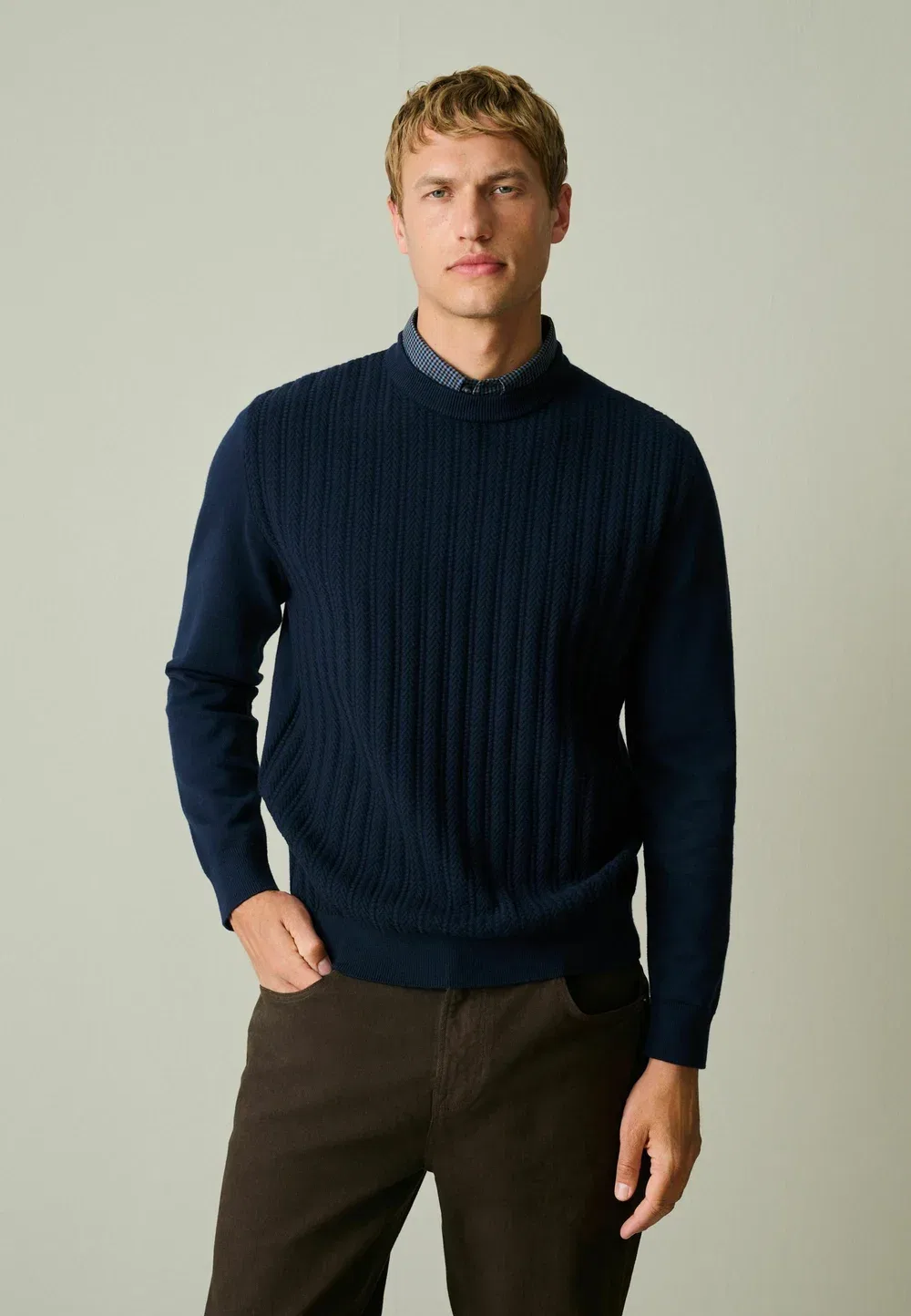 Имитация рубашки с косами, джемпер Next, Navy Blue