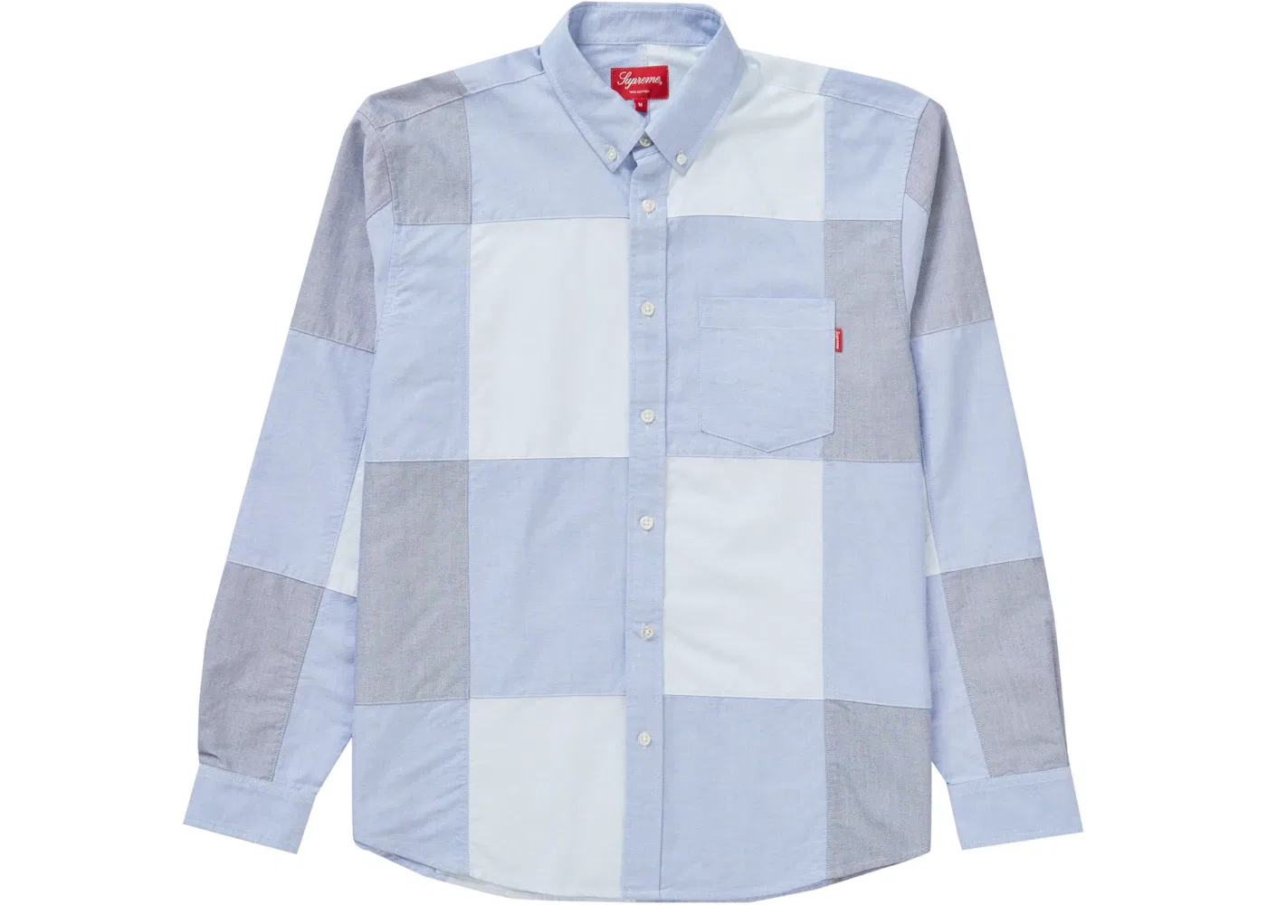 Мужская рубашка оксфорд с пэчворком Supreme Patchwork Oxford Shirt, Blue