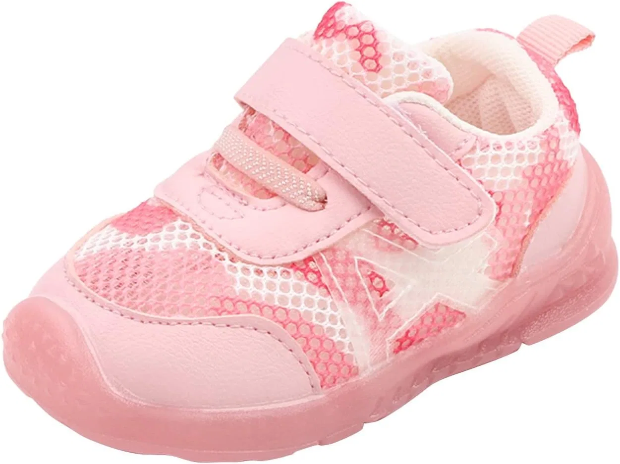 Детские дышащие кроссовки с липучкой для мальчиков и девочек, Pink