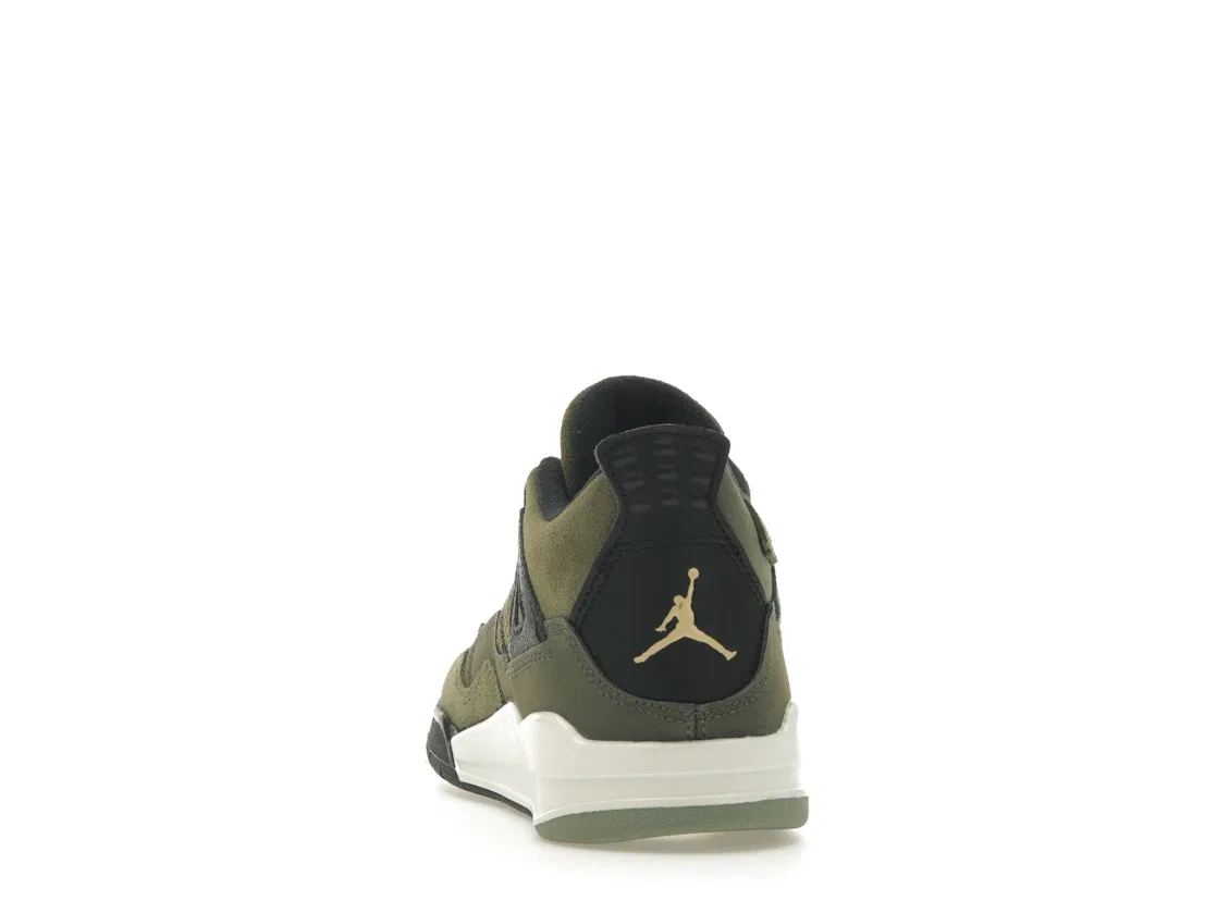 Детские кроссовки Lifestyle с принтом Jordan 4 Retro SE Jordan, Medium Olive/Pale Vanilla/Khaki/Black/Sail — фото 4