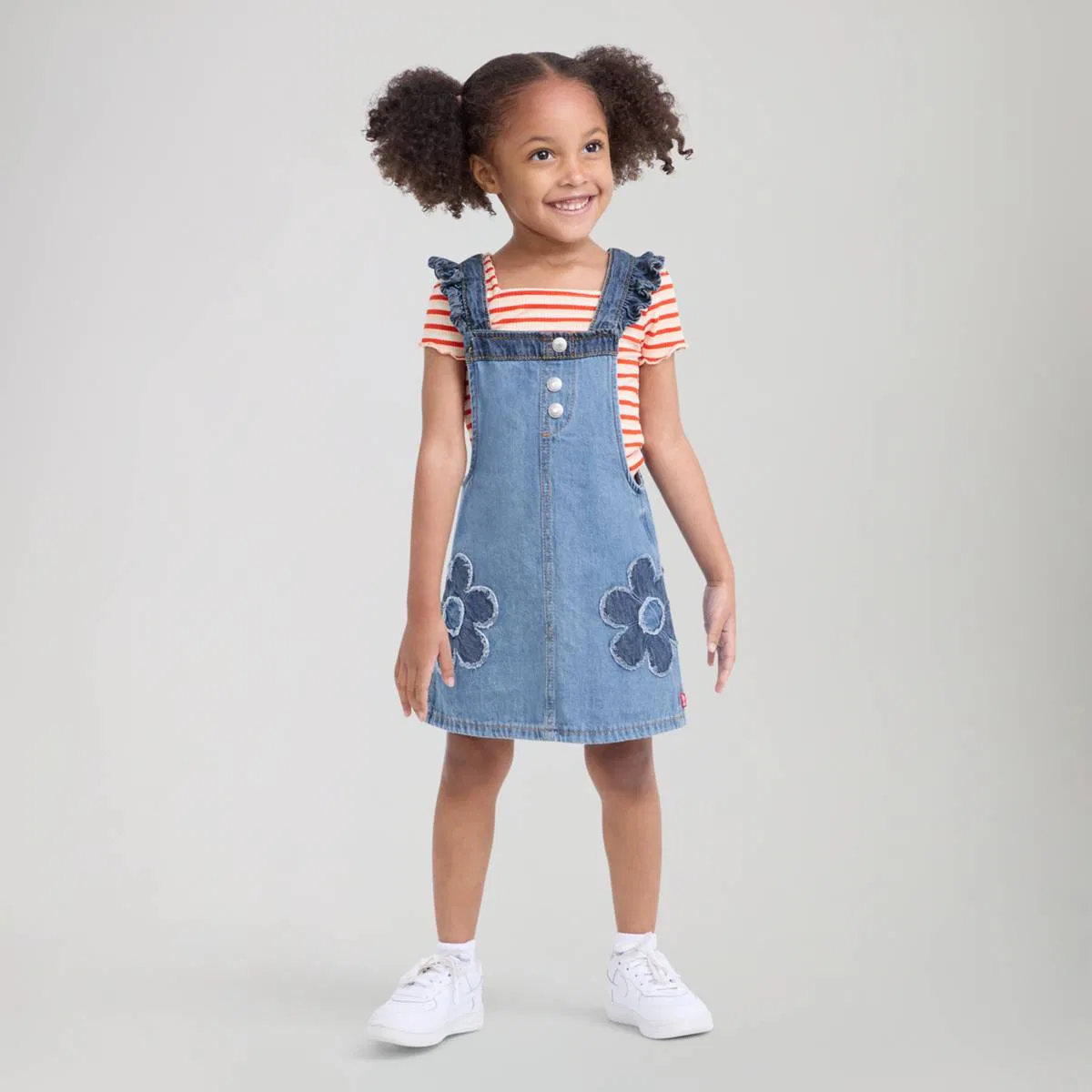 Комбинезон с цветочным принтом и карманами для девочек 2-4 лет Levi's, Clean Getaway - Medium Wash