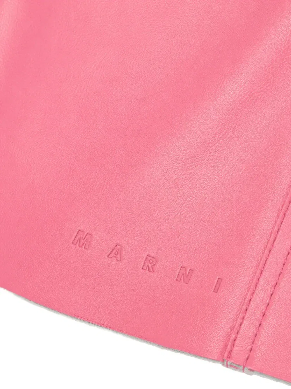 Кожаная юбка с тисненым логотипом Marni Kids, розовый — фото 4