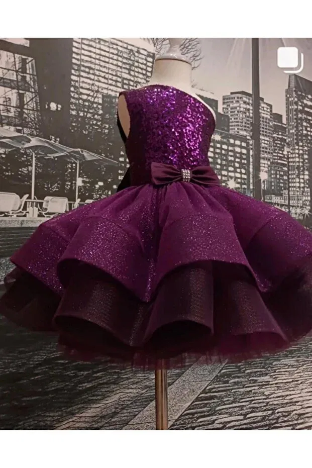 Детское платье для девочек с пайетками Embossed children evening dress Prenses Tasarım Atolyesi, Purple — фото 2