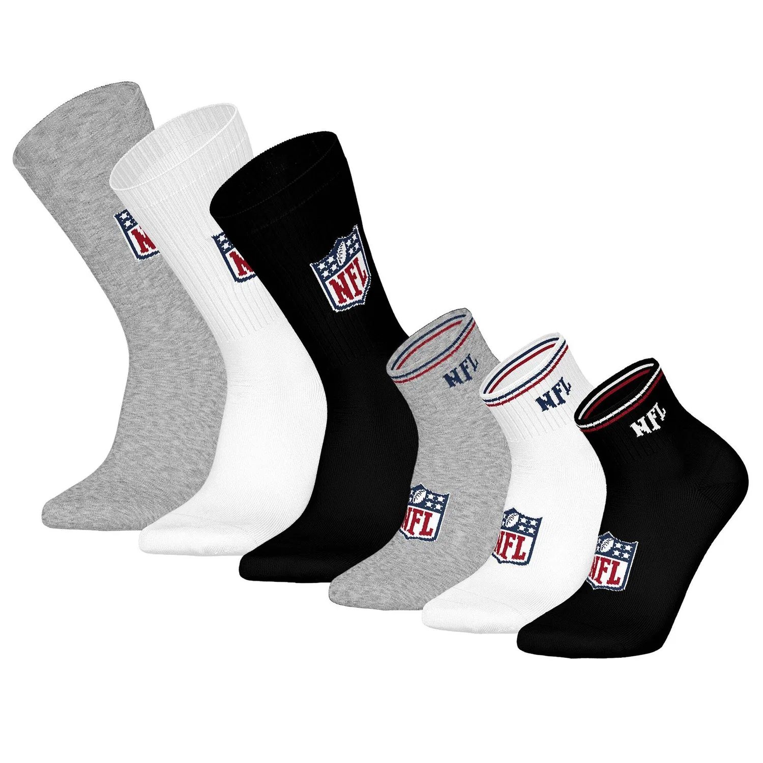 Детские носки с принтом NFL Shield 6Pack Mix, Nfl, Цвет Bunt / Magnetgrau
