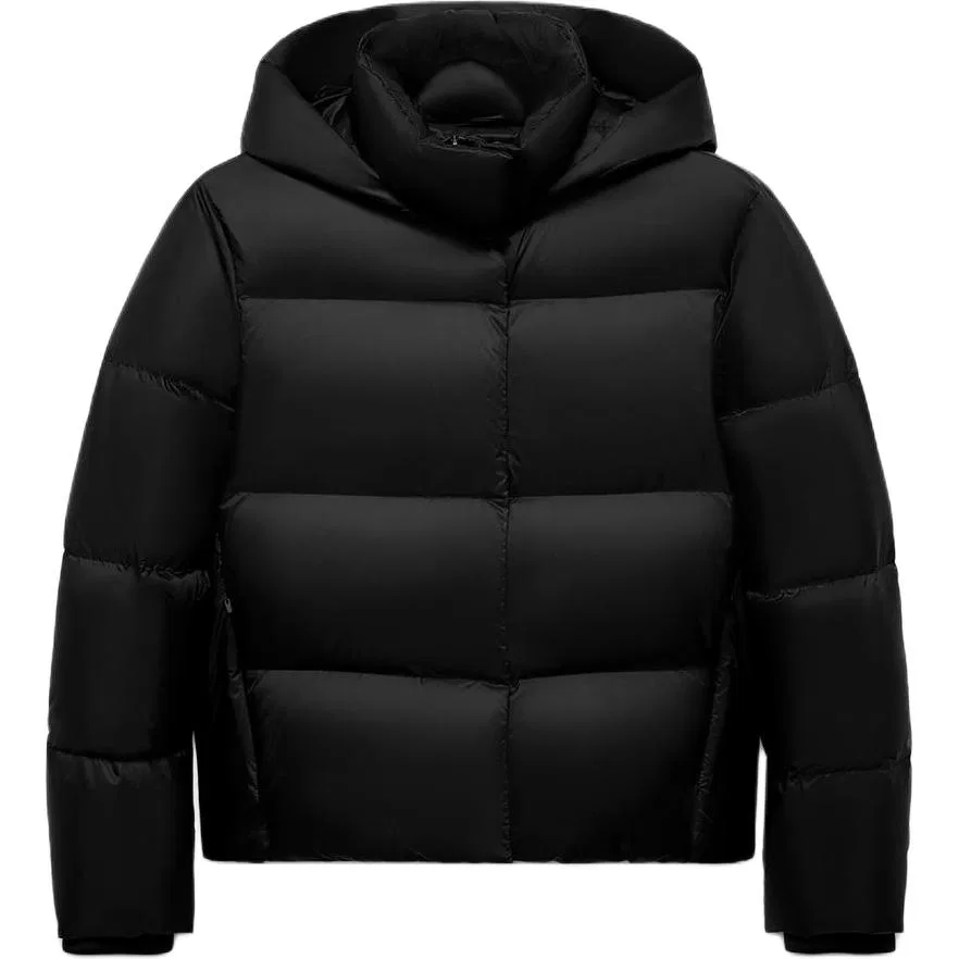 Женский пуховик с капюшоном и отстегивающимся капюшоном, черный, ZARA