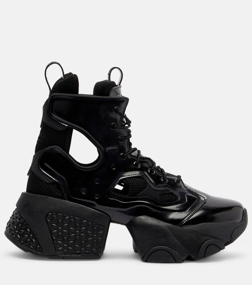 Высокие ботинки на платформе с шнуровкой и вырезом Noir Kei Ninomiya, Black — фото 4