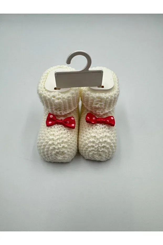Детские пинетки для новорожденных трикотажные 2 шт Şatilli Handmade, White-Pink — фото 3