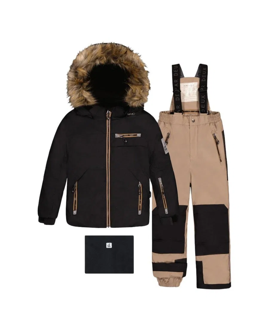 Детский комплект из куртки и снежных брюк Deux par Deux, Black And Beige