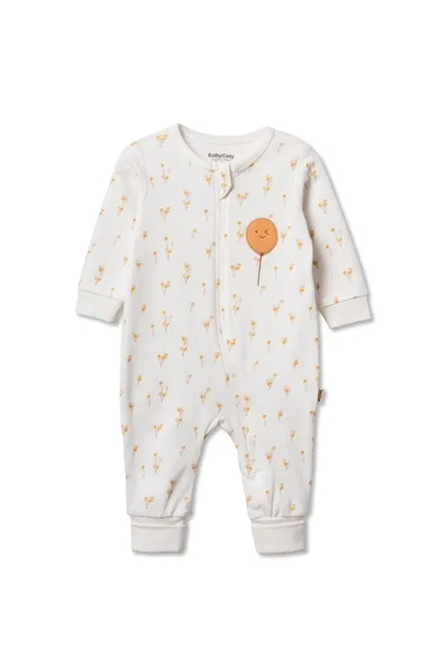 Детский комбинезон хлопковый с длинным рукавом Babycosy Organic Wear, Ecru