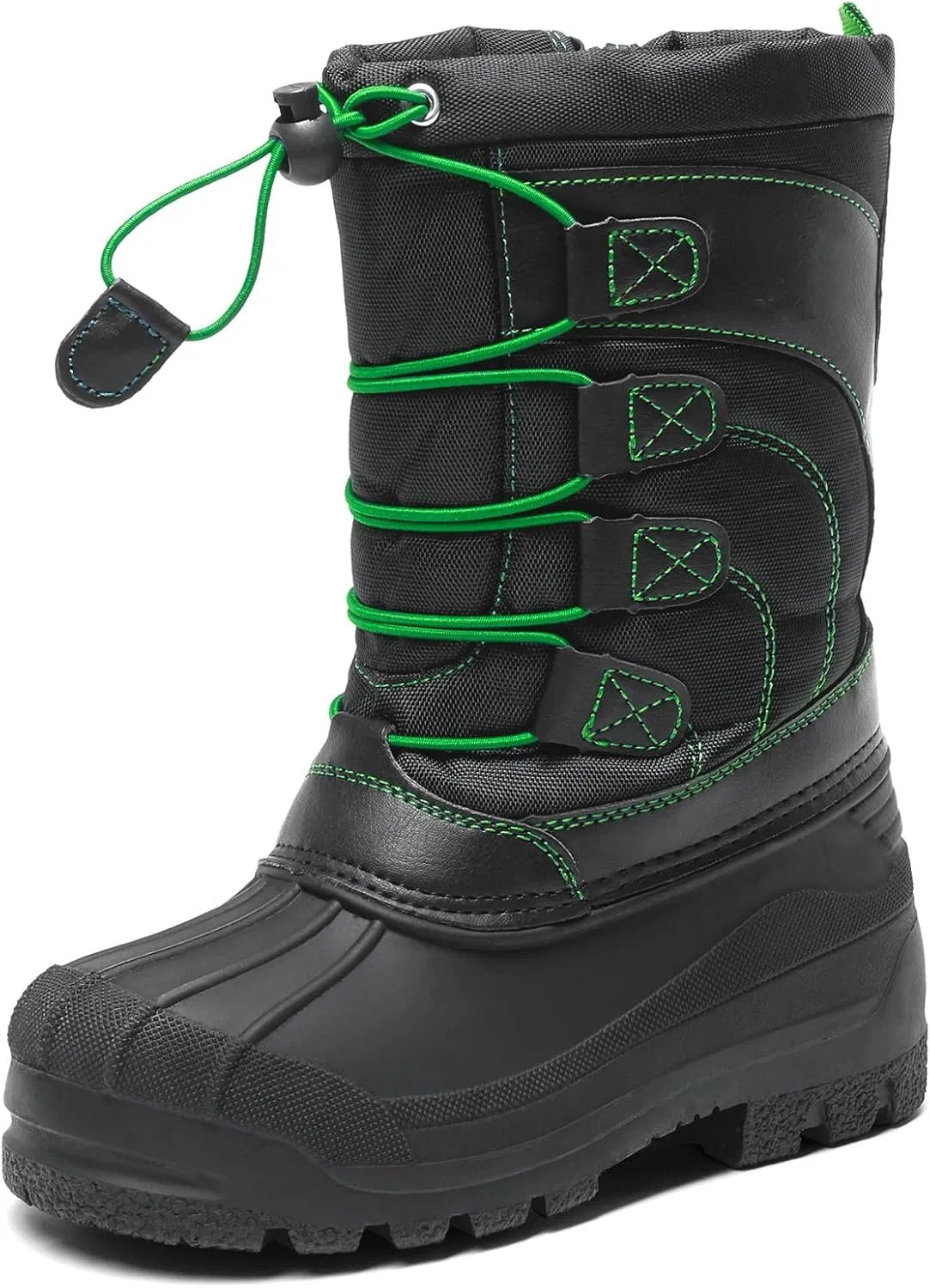 Детские зимние ботинки для снега с мехом DREAM PAIRS, Black/Green