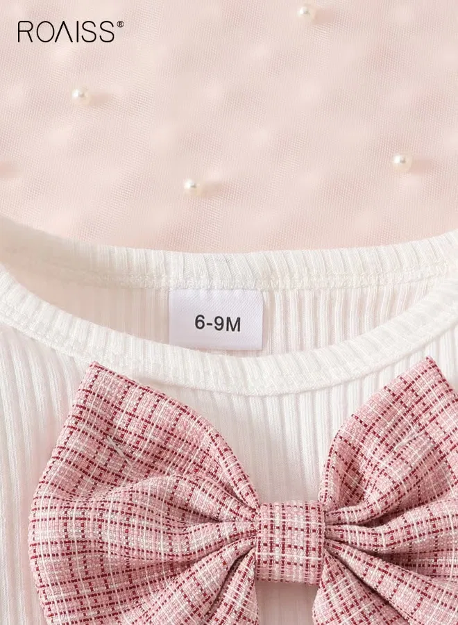 Комплект детской одежды с бантом и беретом, модель 3Pcs, Roaiss, тип 2 — фото 4