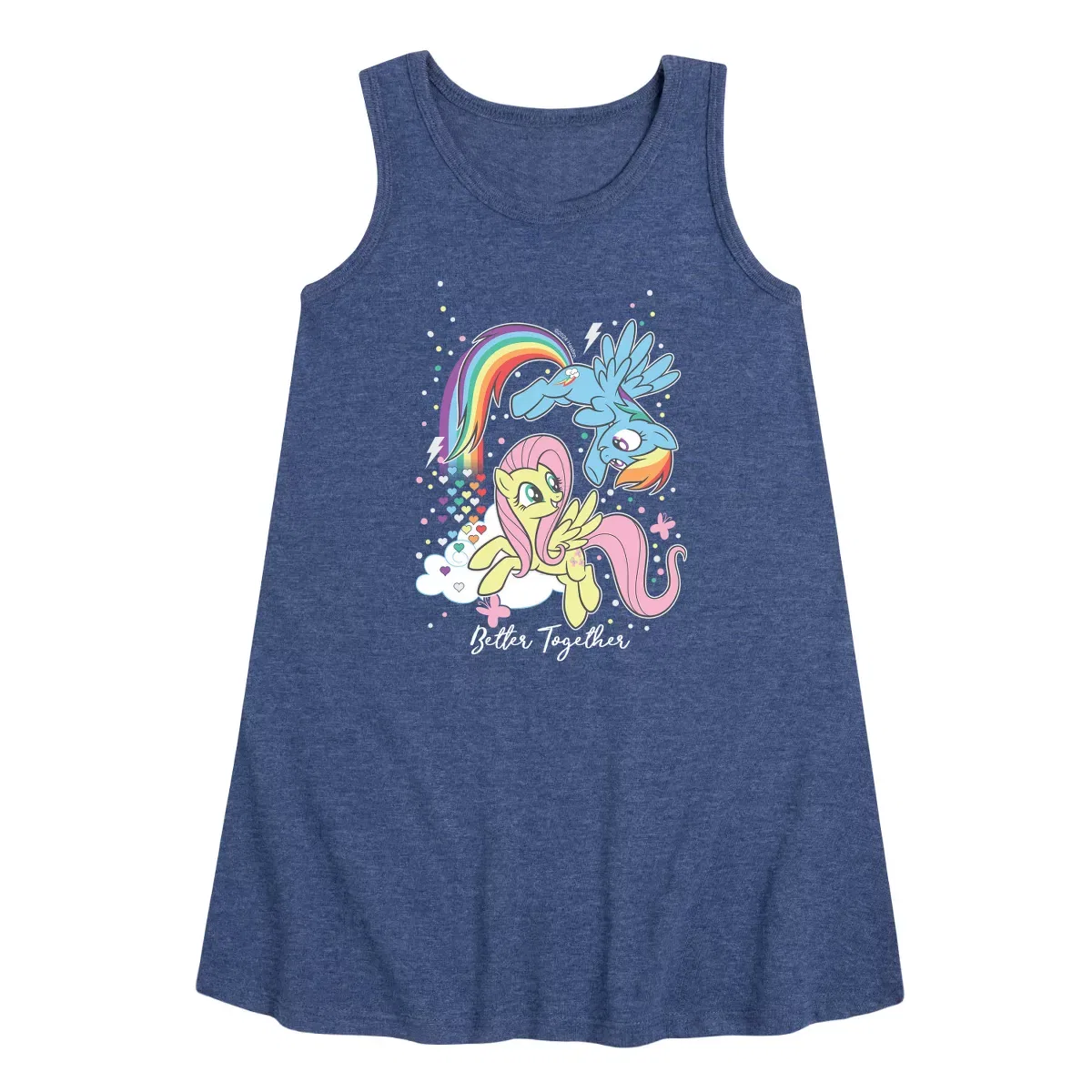 Детское платье-трапеция без рукавов с принтом My Little Pony Better Together, Heather Navy