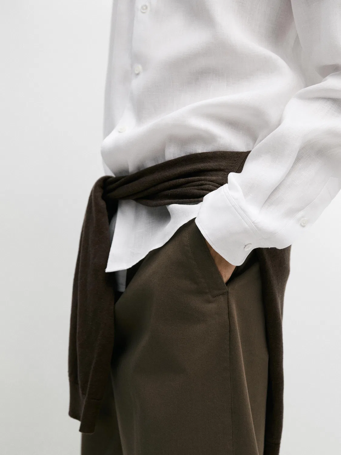 Рубашка из высококачественного льна стандартного кроя Massimo Dutti, белый — фото 4