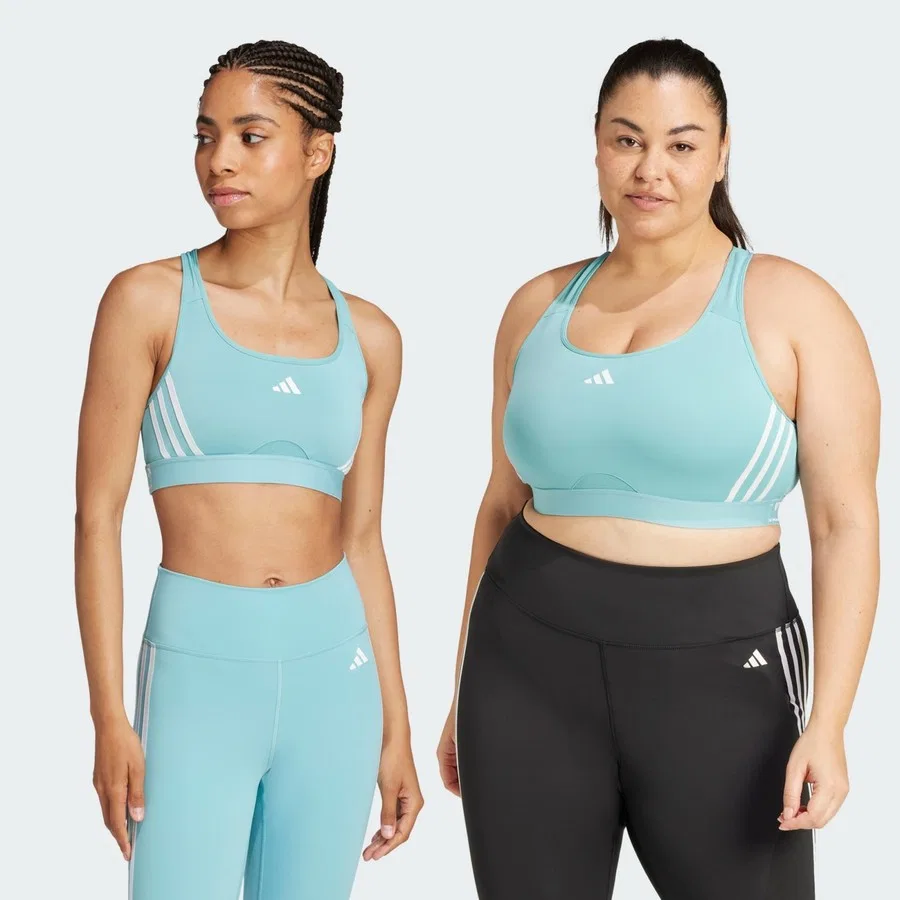 Спортивный бюстгальтер средней поддержки с принтом 3stripes Performance IY7703 Train Medium Support 3stripes adidas, Зеленый