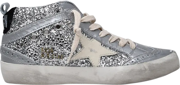 

Кроссовки Golden Goose Wmns Mid Star Silver Glitter, серебряный, Серебристый, Кроссовки Golden Goose Wmns Mid Star Silver Glitter, серебряный