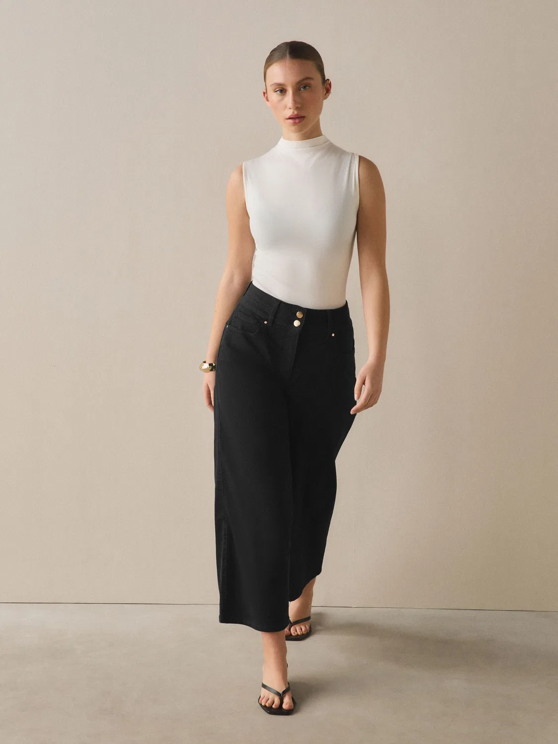 Джинсы Wide Cropped, Lift Slim & Shape Next, черный