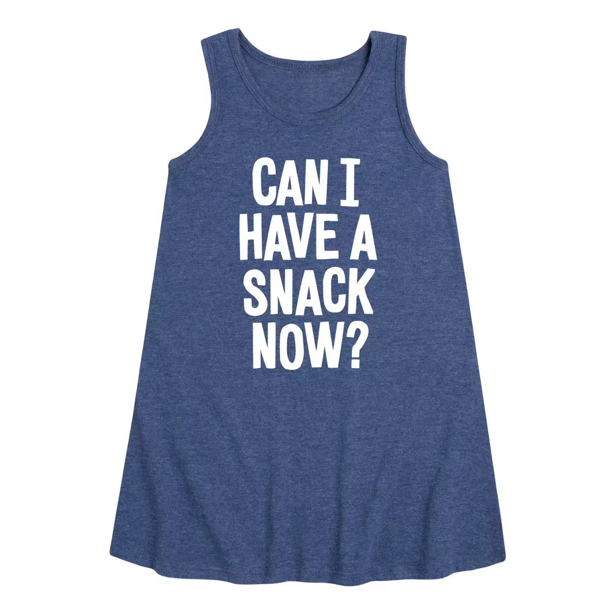 Детское платье-трапеция для девочек с принтом Can I Have A Snack Now Instant Message, Heather Navy