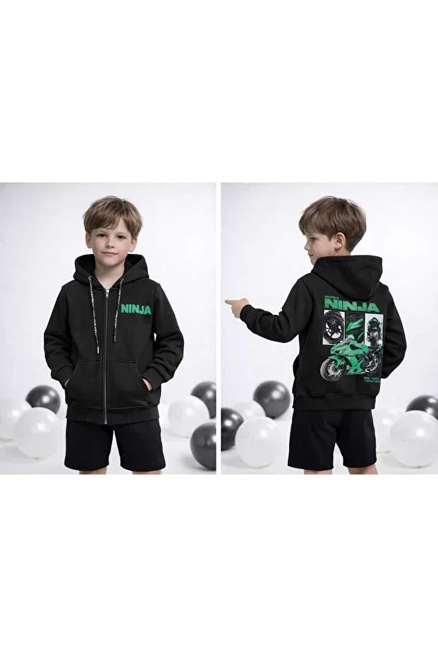 Детский кардиган с капюшоном Yetişkin Tekstil, Black