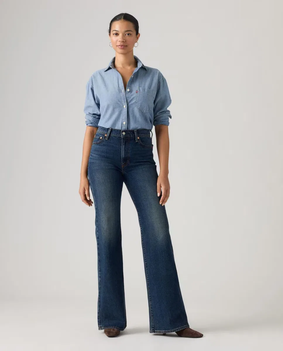 Женский джинсы-клеш, Vaquero Campana Ribcage Flare Tiro Alto, Levi's, темно-синий