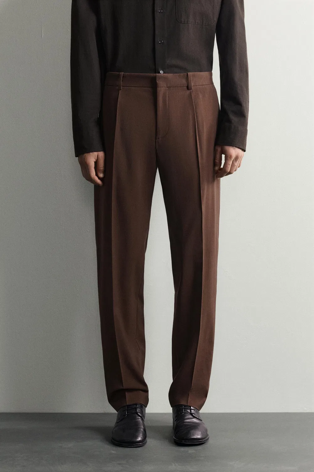 Брюки от костюма стандартного кроя ZARA, Brown — фото 2