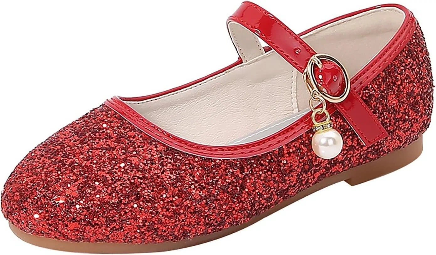 Детские туфли Мэри Джейн с блестками Mary Jane Flats для девочек, Red