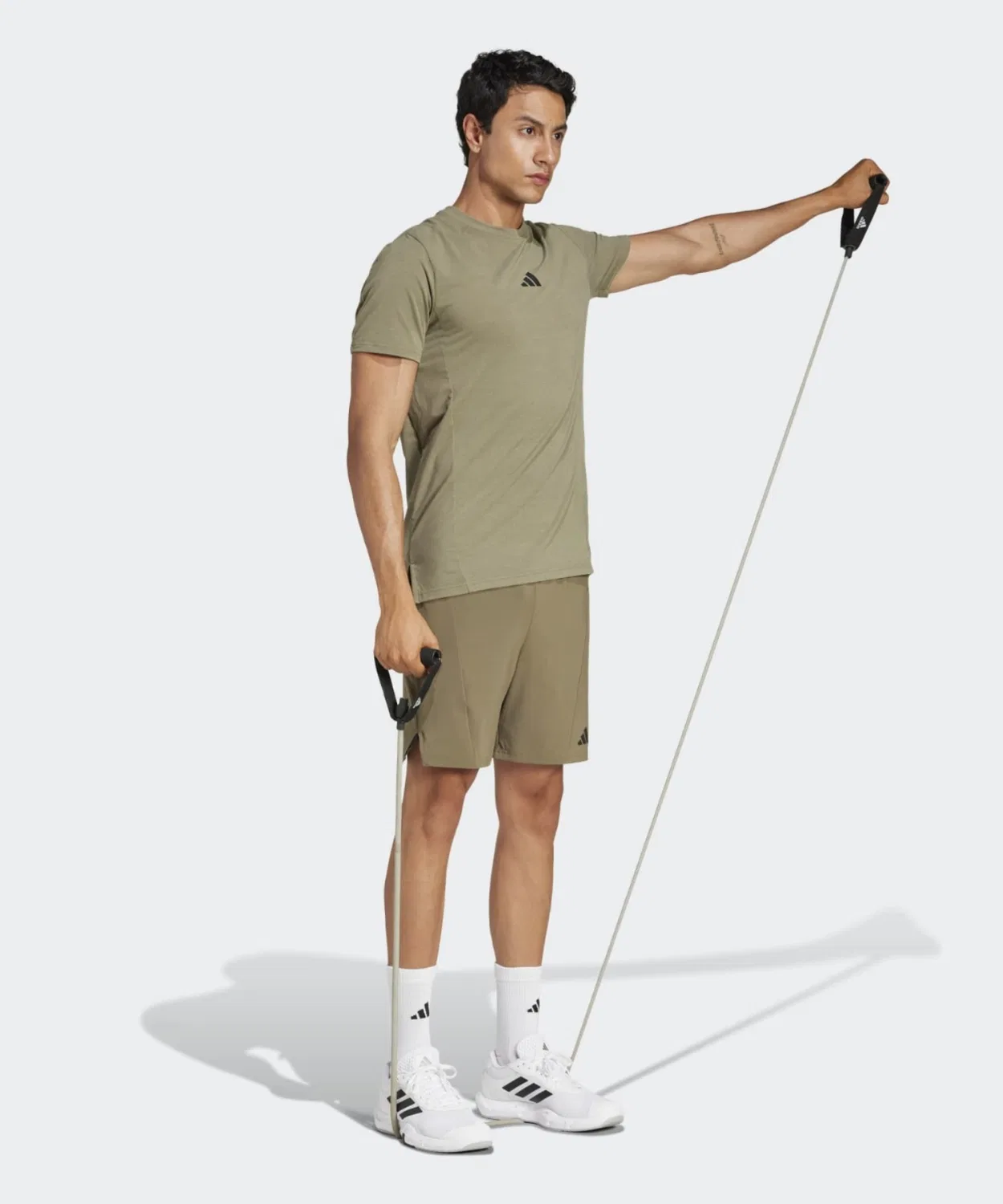 Мужские шорты для тренировок с боковыми разрезами Adidas, Khaki — фото 4