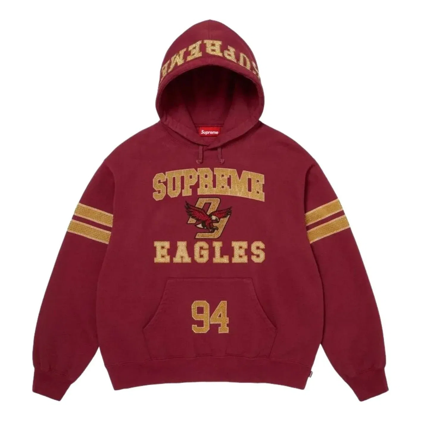 Мужское худи FW26 Rhinestone Eagle Hooded Sweatshirt 'Red' Supreme, красный