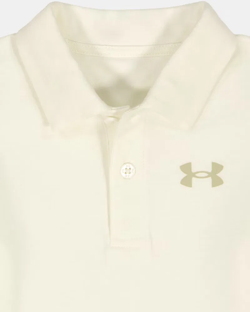 Детский комбинезон-поло для мальчиков из хлопка с коротким рукавом UA Solid UnderArmour, Ivory Dune/Sandstorm — фото 2